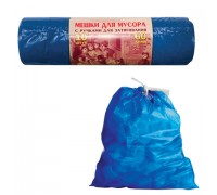 Мешки д/мусора 60 л, 10 шт/рул VITALUX ПВД, 30 мкм, 70х60 см, прочные, завязки, синие, в руло