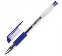 Ручка гелевая синяя 0,5 мм Brauberg "Number One" резиновый упор