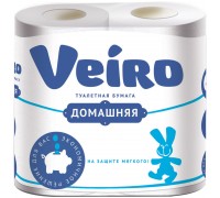 Туалетная бумага 2 сл., VEIRO "Домашняя" 4 шт/уп. тиснение, белая