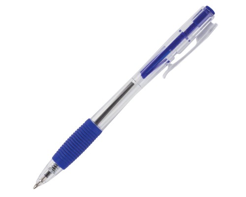 Ручка шар. авт. синяя 0,7 мм, Staff  с грипом, корпус прозрачный