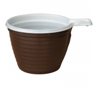 Чашки одноразовые для кофе ПП, бело-коричневые, 180мл, хол/гор, уп. 50шт.