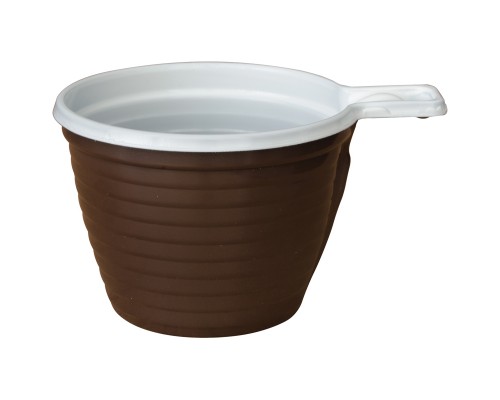 Чашки одноразовые для кофе ПП, бело-коричневые, 180мл, хол/гор, уп. 50шт.