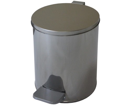 Ведро-контейнер для мусора (урна) Титан,  7л, с педалью, круглое, металл, хром