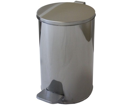 Ведро-контейнер для мусора (урна) Титан, 10л, с педалью, круглое, металл, хром