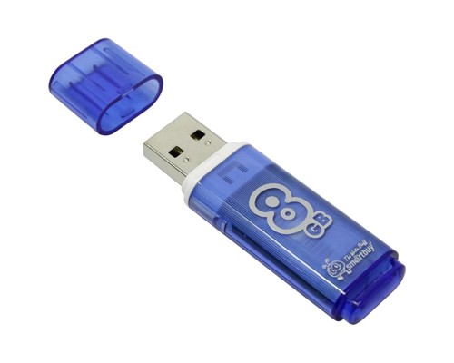 Флэшка 8 GB Smart Buy "Glossy" USB 2.0 Flash Drive, голубой