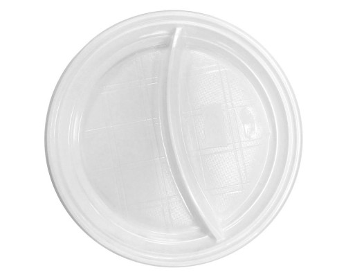 Тарелки одноразовые 2-х сек. d=220 мм белые 100 шт./уп., пластиковые, полипропилен
