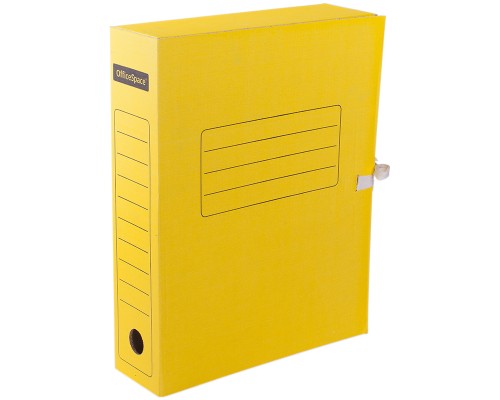 Папка архивная 75 мм на завязках, желтая из микрогофрокартона OfficeSpace