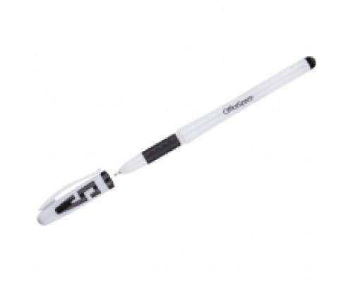 Ручка гелевая черная 1,0 мм OfficeSpace грип, игольчатый стержень