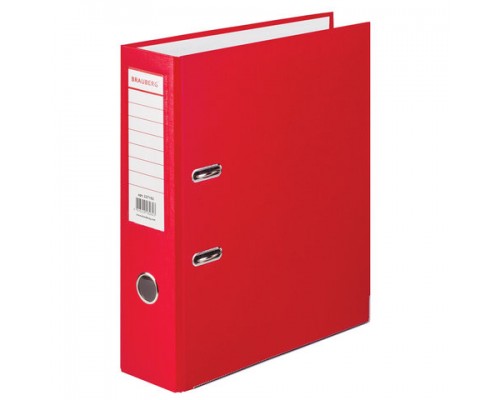 Папка-регистратор 80 мм, красная Brauberg с карманом, метал. окантовка
