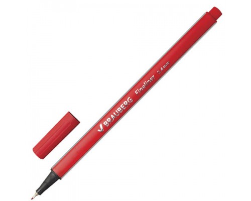 Ручка капиллярная красная 0,4 мм, BRAUBERG "Aero", трехгранная, металлический наконечник