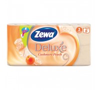 Туалетная бумага 3 сл., Zewa Delux 8 шт/уп. аромат персика