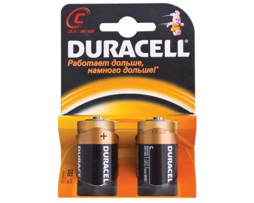 Батарейка DURACELL Basic, C LR14, Alkaline, 2 шт., в блистере, 1,5 В