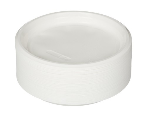 Тарелки одноразовые d=220 мм белые 100 шт./уп., пластиковые, плоские, плотная