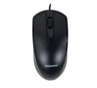 Мышь SONNEN B61, USB, 1000 dpi, 2 кнопки + колесо-кнопка, оптическая, черная