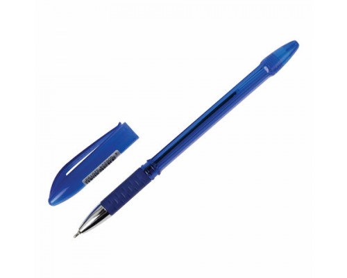 Ручка шар. синяя 0,7 мм, STAFF "Manager OBP-10" масляная с грипом, игольчат. наконечник