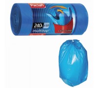 Мешки д/мусора 240 л, 10шт/рул ПВД, 40 мкм, 90х145 см, PACLAN "Multitop" с ушками, синие