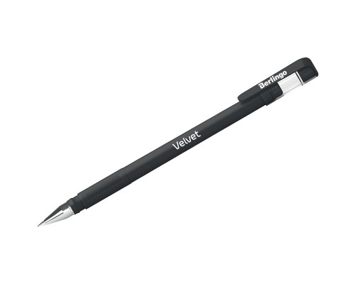 Ручка гелевая черная 0,5 мм Berlingo  "Velvet" прорезиненный корпус