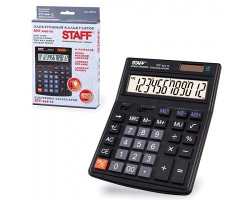 Калькулятор Staff STF-444-12, 12 разр., 199*153 мм, черный