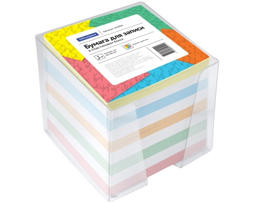 Блок для заметок 9х9х9 см цветной в подставке OfficeSpace