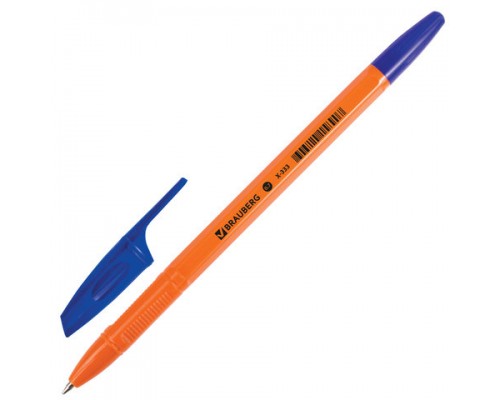 Ручка шар. синяя 0,7 мм, Brauberg "X-333"  масляная, корпус оранжевый