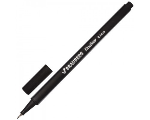 Ручка капиллярная черная 0,4 мм, BRAUBERG "Aero", трехгранная, металлический наконечник