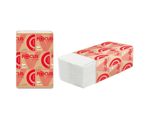 Полотенца бумажные лист. Focus Premium (V-сл) 2-слойные, 200л/пач, 23*20см, белые
