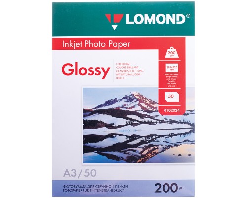 Фотобумага А3 для стр. принтеров Lomond, 200г/м2 (50л) гл.одн.