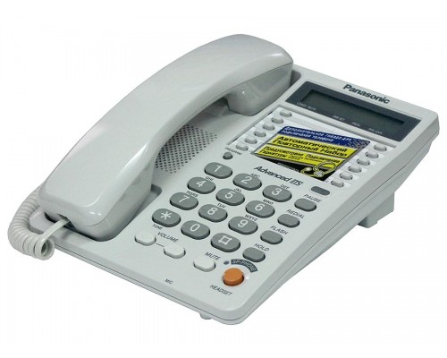 Телефон PANASONIC KX-TS2365 RUW, память на 30 номеров, ЖК-дисплей с часами, автодозвон, спикерфон