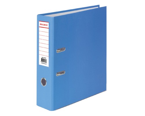Папка-регистратор 80 мм, голубая Brauberg с карманом, метал. окантовка