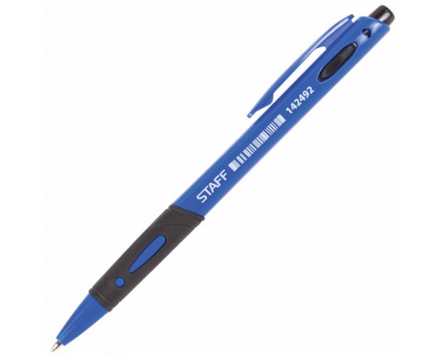 Ручка шар. авт. синяя 0,7 мм, STAFF, корпус синий
