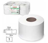Туалетная бумага 1 сл. ЛАЙМА, 200м/рул, (Система Т2) белая
