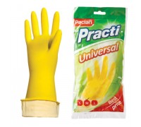 Перчатки резиновые M PACLAN "Universal", с х/б напылением, желтые
