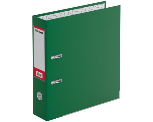 Папка-регистратор 70 мм, зеленая Berlingo "Mega Top" с карманом, метал. окантовка