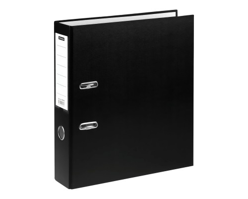 Папка-регистратор 75 мм, черная OfficeSpace с карманом