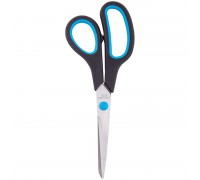 Ножницы 190 мм, OfficeSpace эргономичные ручки, черные с синими вставками 3х стороння заточка