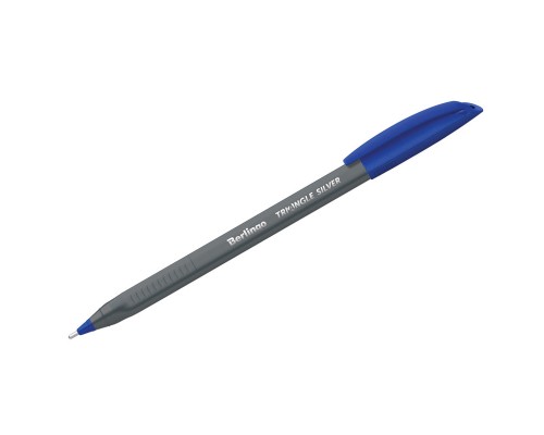 Ручка шар. синяя 1 мм, Berlingo "Triangle Silver" маслянная, трехгран.