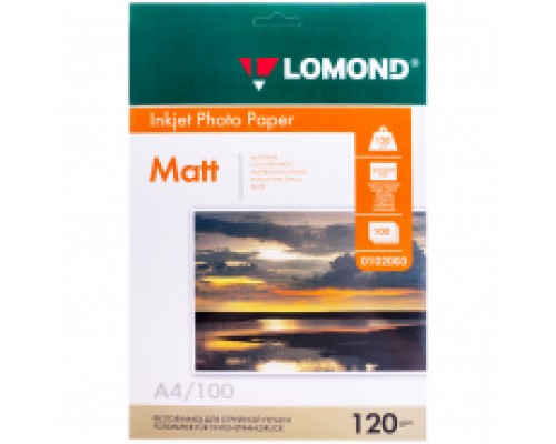 Фотобумага А4 для стр. принтеров Lomond, 120г/м2 (100л) мат.одн.