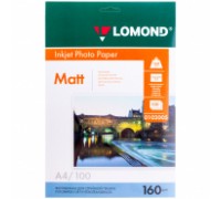 Фотобумага А4 для стр. принтеров Lomond, 160г/м2 (100л) мат.одн.