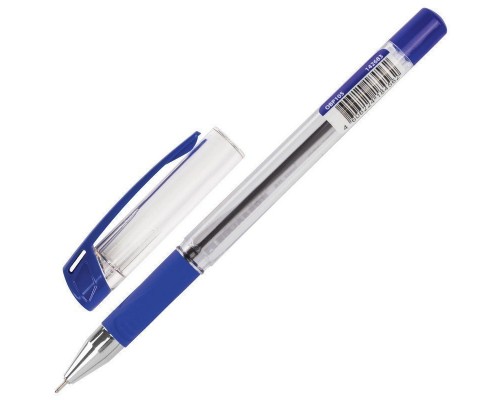 Ручка шар. синяя 0,7 мм, Brauberg "Active"  масляная с грипом, корпус прозрачный